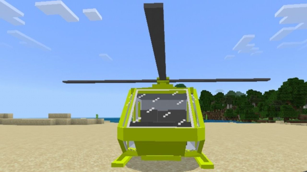 Желтая модель из Мода на Вертолет для Майнкрафт ПЕ