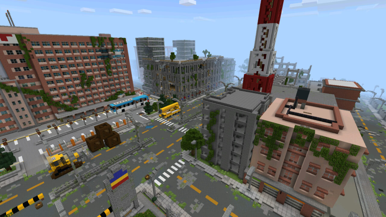Город из Карты Зомби апокалипсис 2 для Minecraft PE