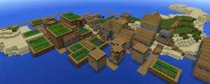 Сид для Minecraft PE: Двойная деревня на острове [0.15.x]