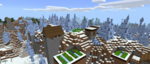 Сид для Minecraft PE: Деревня в биоме Ледяных Шипов
