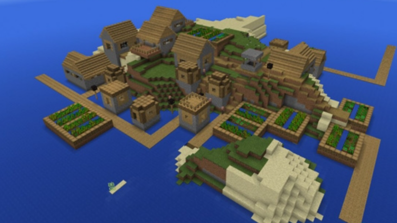 Сид для Minecraft PE: Маленький остров с деревней [1.0/0.16.1]
