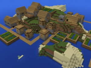 Сид для Minecraft PE: Маленький остров с деревней [1.0/0.16.1]
