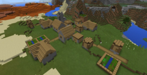 Сид для Minecraft PE: Столовые горы и деревни [1.0/0.16.1]