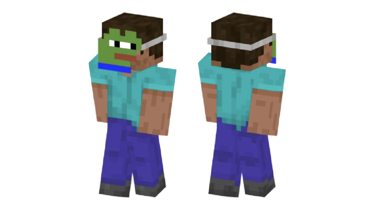 Скин Стива в маске лягушонка Пепе для Minecraft PE
